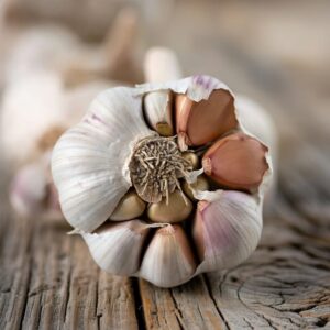 Inchelium Garlic bulbs on table